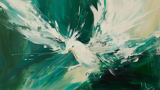 White Dove in Emerald Flight