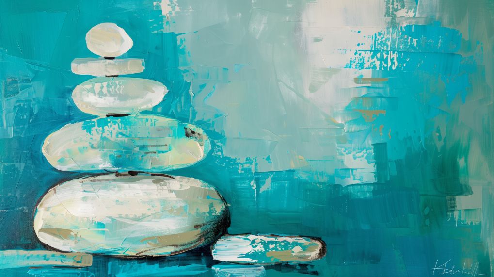 Balanced Stones in Turquoise Serenity