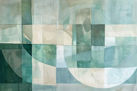 Tranquil Geometric Tides in Teal