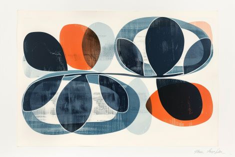 Overlapping Petals in Blue and Orange
