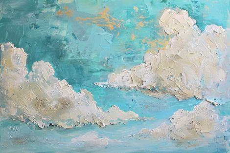 Golden Clouds in Turquoise Sky