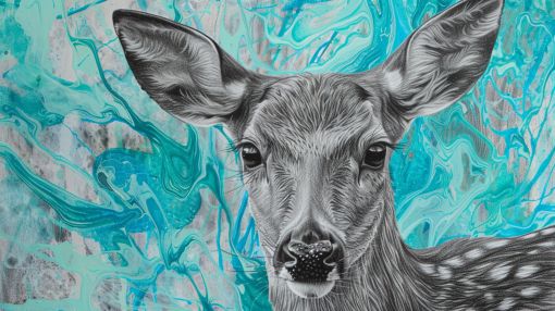 Gentle Fawn on Turquoise Marble