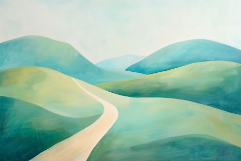 Winding Path Through Rolling Green Hills