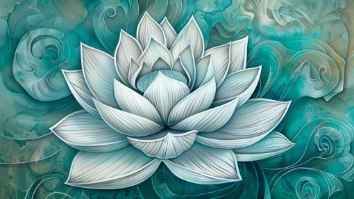 Ethereal Lotus in Teal Waters