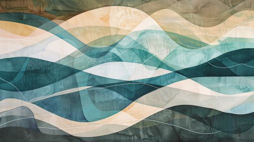 Flowing Teal Waves in Soft Harmony