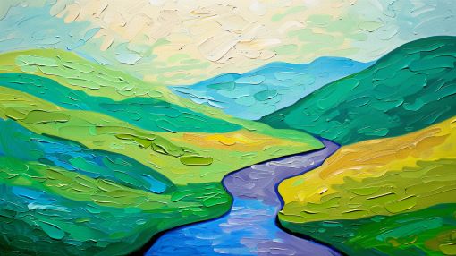 Winding River Through Emerald Valley