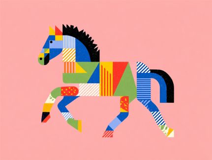 Geometric Galloping Horse in Bold Colors