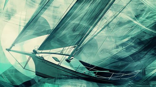 Sailboat Cutting Through Emerald Waves