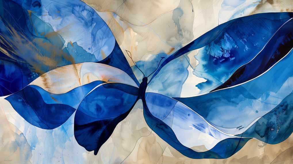 Sapphire Butterfly in Watercolor Light