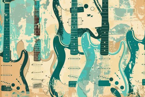 Vintage Electric Guitars in Teal