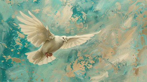 White Dove Soaring in Turquoise Skies