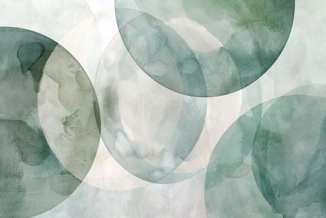 Ethereal Green Circles in Watercolor