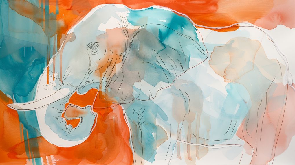 Elephant in Flowing Watercolor Warmth