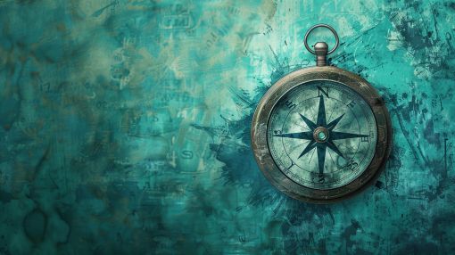 Vintage Compass on Teal Patina