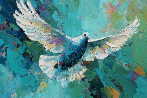 White Dove in Flight Palette Knife