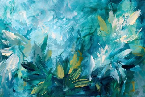 Teal Blossoms in Abstract Motion