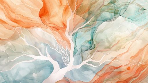Ethereal Tree in Flowing Watercolor