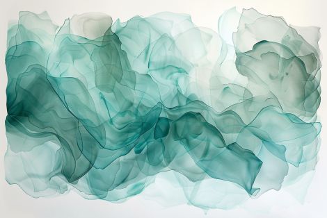 Flowing Teal Waves of Translucence