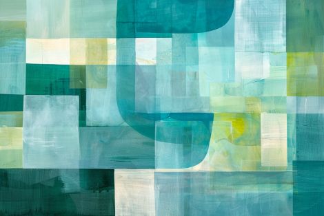 Teal Geometric Layers in Soft Light