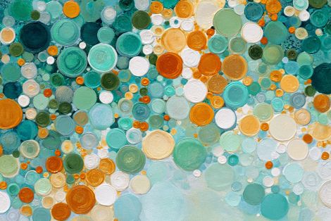 Teal and Amber Effervescent Circles