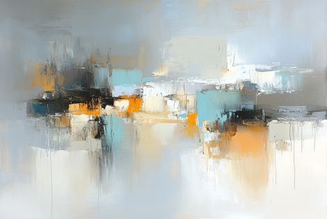Coastal Horizon in Amber and Blue