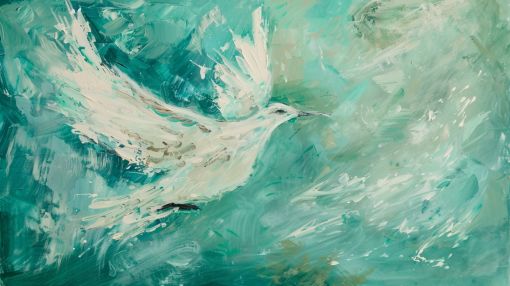 White Dove Soaring Through Turquoise Skies