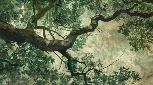 Ancient Oak Canopy in Verdant Light