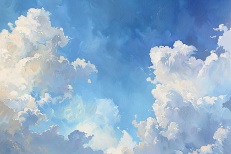 Billowing Clouds in Azure Summer Sky