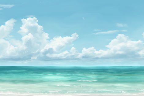 Tranquil Turquoise Sea and Clouds
