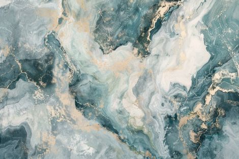 Teal Marble Currents With Gold Veins