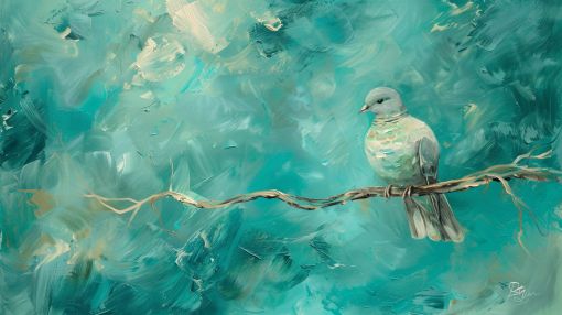 Tranquil Dove on Teal Branch