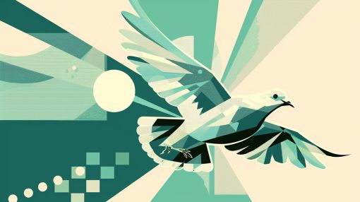 Geometric Dove in Teal Flight