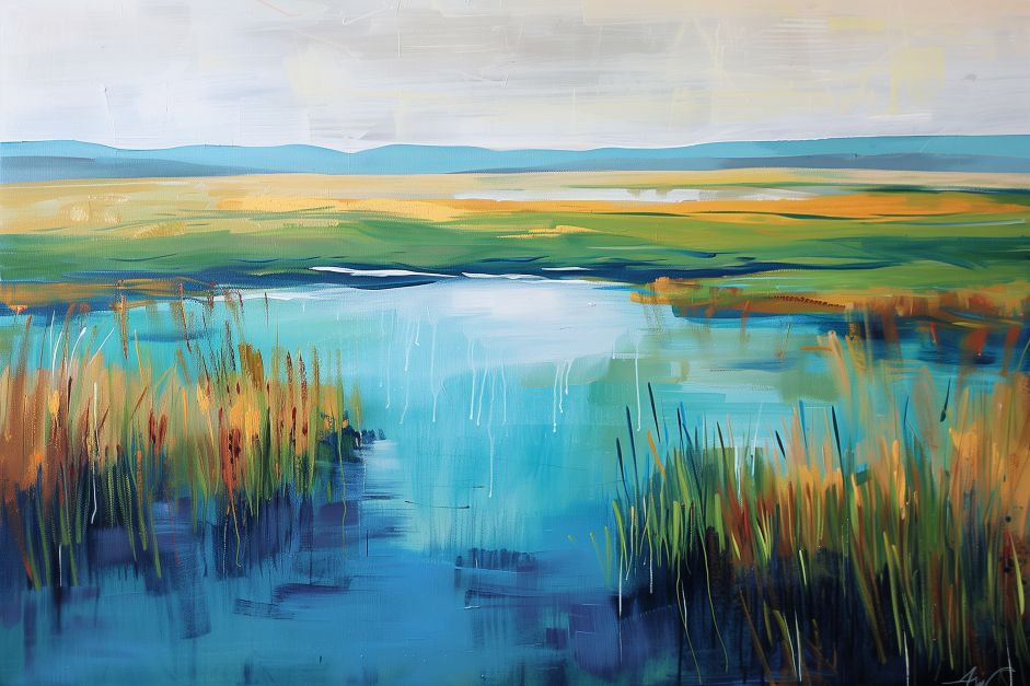 Tranquil Marshland at Golden Hour