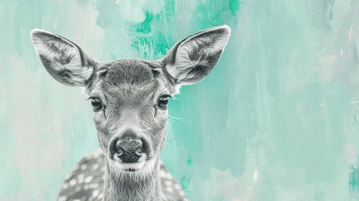 Gentle Fawn on Mint Canvas