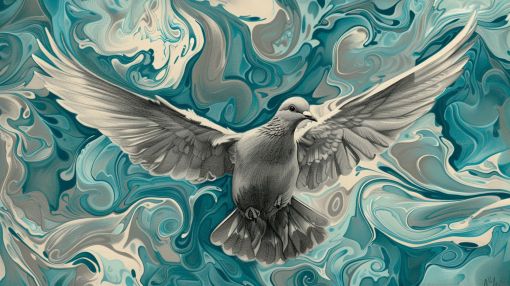 Dove in Flight Turquoise Marble Swirl