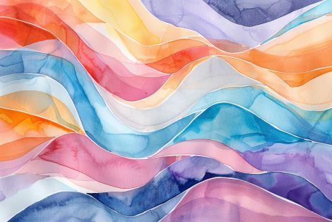 Flowing Rainbow Waves in Watercolor