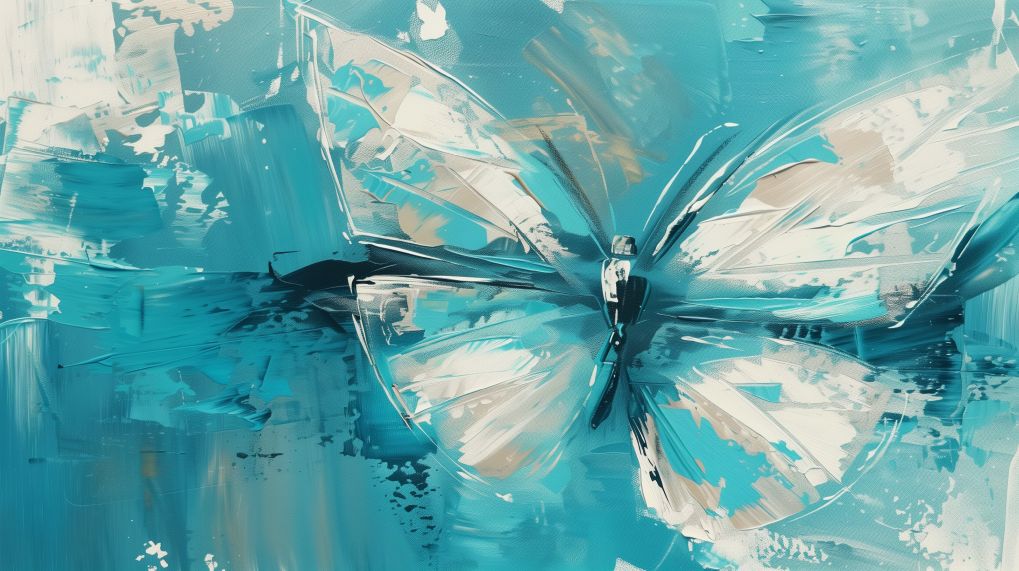 Turquoise Butterfly in Abstract Light
