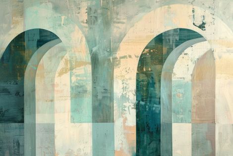 Arched Passages in Muted Teal