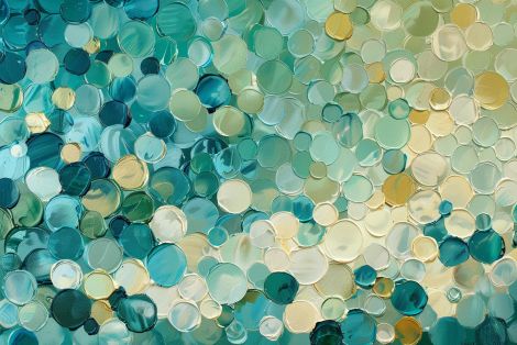 Ocean Bubbles in Teal and Gold