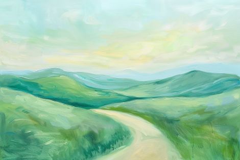 Winding Path Through Rolling Green Hills