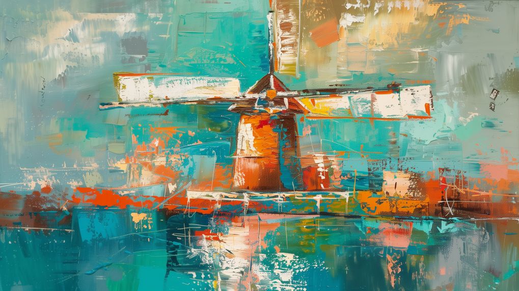 Windmill in Turquoise Abstract Light