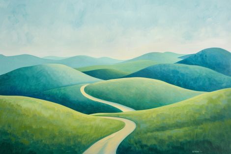 Winding Path Through Rolling Green Hills