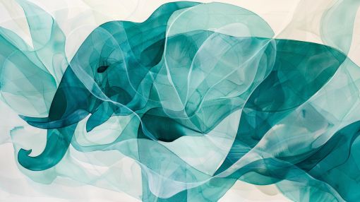 Ethereal Elephant in Flowing Teal