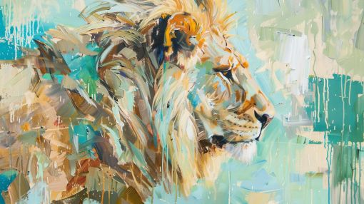 Majestic Lion in Turquoise Light