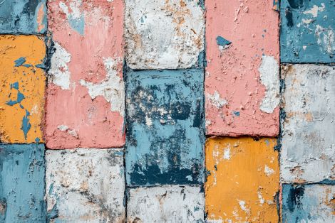 Weathered Mosaic of Faded Color Blocks