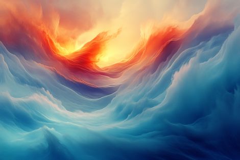 Phoenix Rising From Cerulean Waves