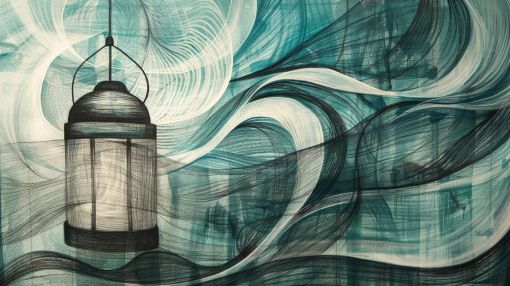 Lantern Adrift in Teal Currents