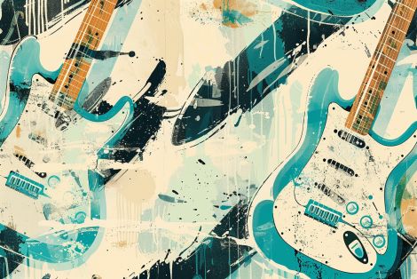 Teal Electric Guitars Grunge Splash