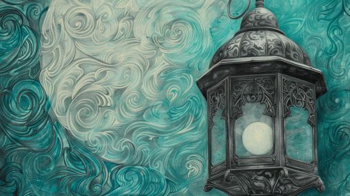 Mystic Lantern in Swirling Moonlight