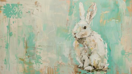 Gentle White Rabbit in Mint